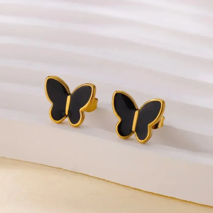 kf-S89d935c530b5488fbed7766c81e360cdQ Stainless Steel White Butterfly Earrings for Women Elegant Ear Accessories Aesthetic Butterfly Stud Earring Wedding Jewelry Gift - Image 2