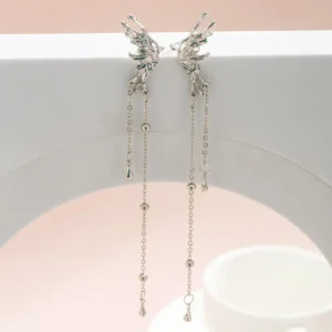 1Pair Elegant Elf Butterfly Long Tassel Clip Earrings for Women Wed Bridal Retro Kpop No Piercing Earbone Ear Cuff Jewelry Gift