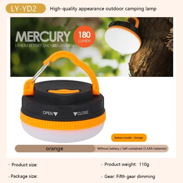 LED Camping Lantern 3Modes COB High Power Portable with Magnet Base-without battery - Image 6