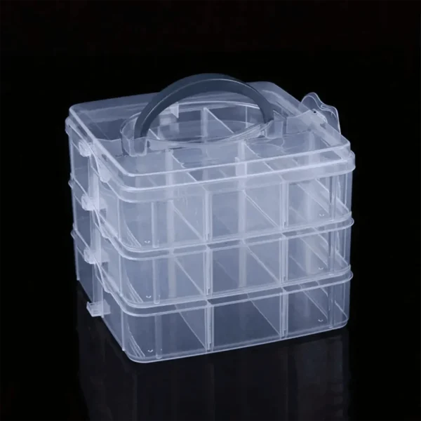3 Tier 18-Grid Transparent Adjustable Stackable Compartment Slot Plastic Storage Box For Organizing Toys Jewelry Accessories - Image 4