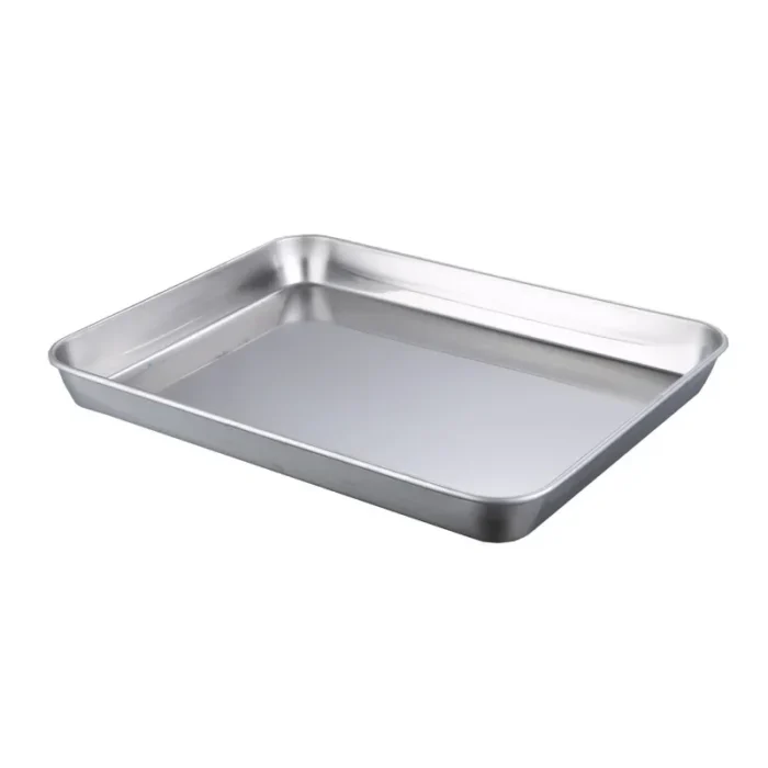 kf-S8f4887ec27284746946eb4c4556e7dcc8 1Pc Household Stainless Steel Vermicelli Dish Thickened Rectangular Flat Bottom Liangpi Dish Barbecue Dish - Image 5