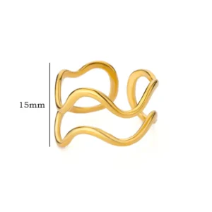 Minimalist Stainless Steel Line Open Rings For Women Gold Color Wedding Aesthetic Ring Designer Jewelry Accessories BFF anillo