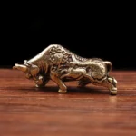 Brass Lucky Bull Statue, Copper Animal Figurine for Home & Office Desk Decor, Wealth Bring Ornaments - Image 4