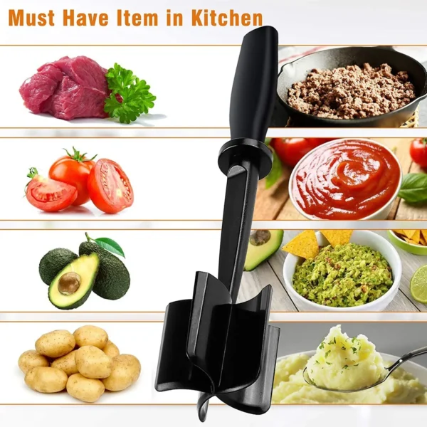 1pc Meat Chopper, Hamburger Chopper, Premium Heat Resistant Masher And Smasher For Hamburger Meat, Ground Beef, Ground Turkey - Image 2