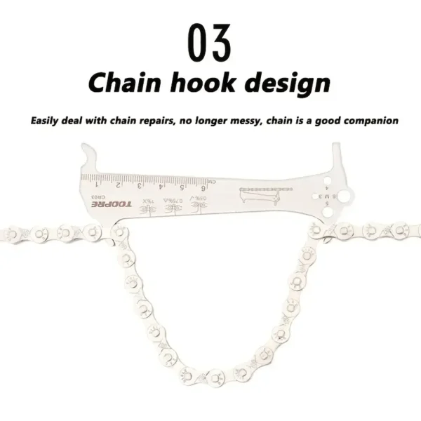 Bicycle Chain Wear Indicator Ruler Repair Tool Stainless Steel Mountain Road Bike Chain Gauge Measurement Checker Screw Diameter - Image 4