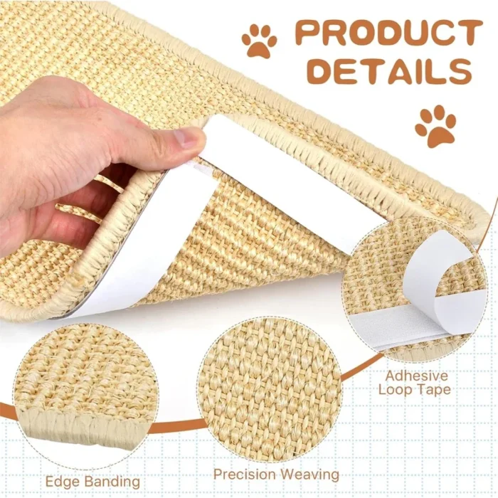 kf-S945f93c1452d470cbcd5325421b4013dN Natural Sisal Cat Scratcher Mat Cat Scratch Mats Horizontal Cat Floor Scratching Pad Rug Protect Couch and Carpets - Image 2
