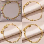 Boho Drops Anklets For Women Gold Color Stainless Steel Anklet Luxury Wedding Aesthetic Jewelry Gift