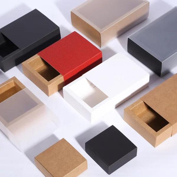 kf-S9527a52bb3a643c681671aa83c4eb307C Get 10Pcs Good Kraft Paper Gift Packing Box Wedding Party Cookie Candy Cake Boxes With Clear PVC Window Delicate Drawer Display - Image 1