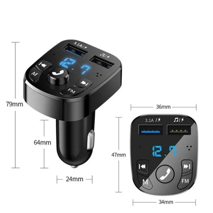 kf-S9537d7f9336b4cc993ca6d56b9c1ebd5y Car Mp3 Player Dual Usb Fast Charger Fm Bluetooth Receiver Bluetooth Compatible 5.0 Fm Transmitter Usb Flash Drive Plug Car Kit - Image 2