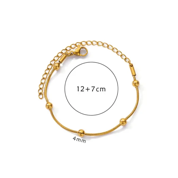 Stainless Steel Beaded Round Snake Chain Bracelets For Women Gold Color Geometric Bracelet Luxury Wedding Party Jewelry Gift - Image 5