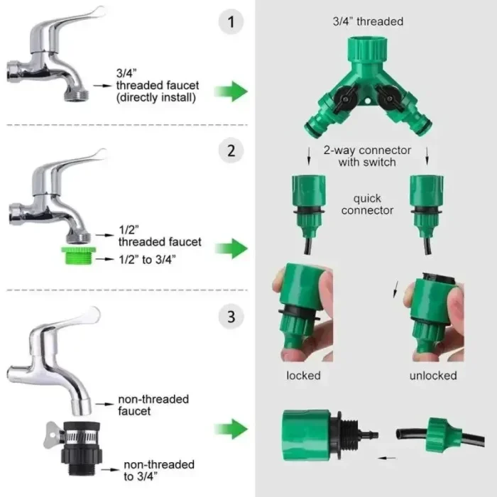 kf-S96ae03aff20e4f6284c21bdac5d2a545V Automatic Watering Garden Hose Micro Drip Watering Kits Adjustable Nozzle Garden Supplies System Water - Image 5