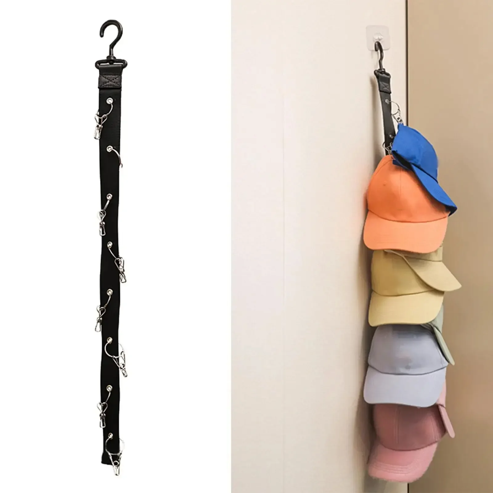 Hat , Hanging, with Hook, with Metal Clips, Hat Collections Caps Rack Hat Stand for Baseball Caps Golf Caps door Boys Women