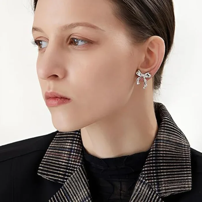 kf-S978212a5d5214c048a53ec613acde223m Vintage Bowknot Stainless Steel Earrings For Women Elegant Jewelry Gold Plated Stainless Steel Stud Earring Christmas Jewelry - Image 5