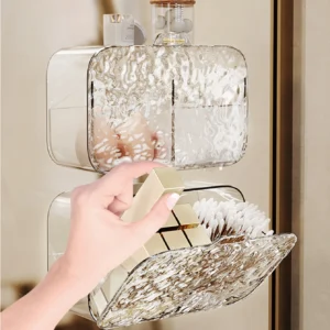 Multi-functional Makeup Organizer with Glacier Patterns: Perfect for Bathroom Storage without Drilling Holes