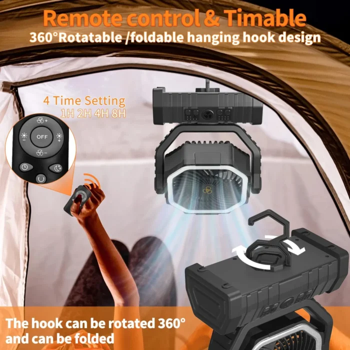 kf-S99f4e3eda5324e2ea304e2ae0c618218k 20000mAh High-Capacity Battery LED Light Camping Fan Movable Wireless Air Circulators Outdoor Ventilador with Hook - Image 4