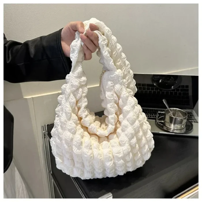 kf-S9d6484edb2d24bf581a8836c9e508b97S Crossbody Bag With Pleated Design Embroidered Plaid Shoulder Bag Underarm Bags Simple Large Capacity Quilted Tote Bags For Women - Image 7