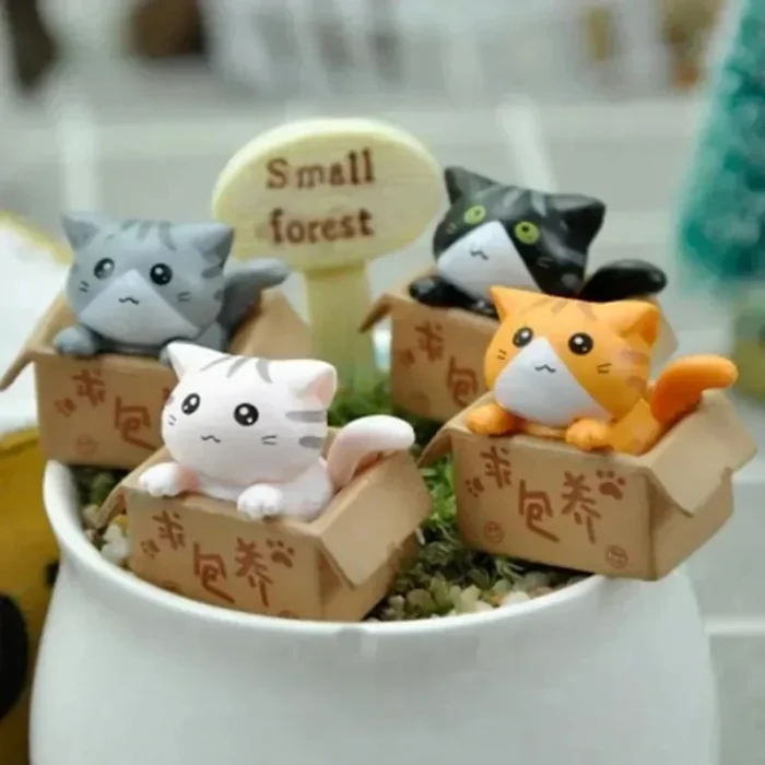 kf-S9dc833dc0227405d83c9f18e668f1c96G 4pcs Mini Cat Ornament Garden Kitten Statue Gift For Kids Children Baby Room Cute Kawaii Toy Miniature Figurines Home Decoration - Image 2