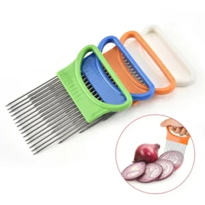 1PC Colorful Onion Slicer with Stainless Steel Holder – Easy Onion Chopper for Potatoes & Vegetables