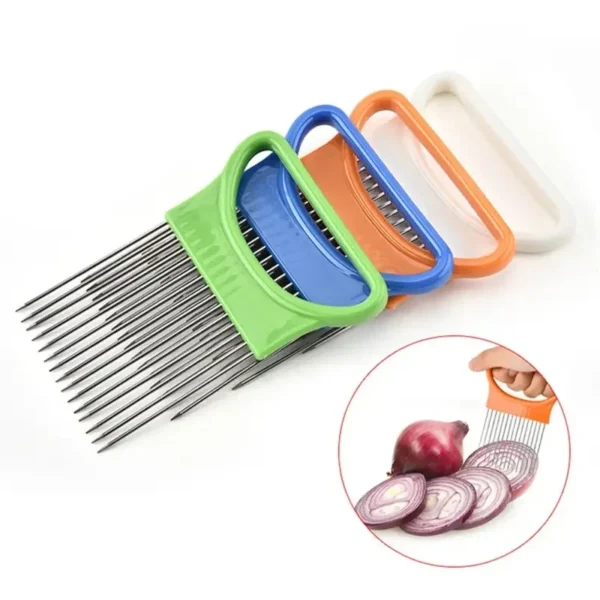 1PC Colorful Onion Slicer with Stainless Steel Holder – Easy Onion Chopper for Potatoes & Vegetables - Image 6