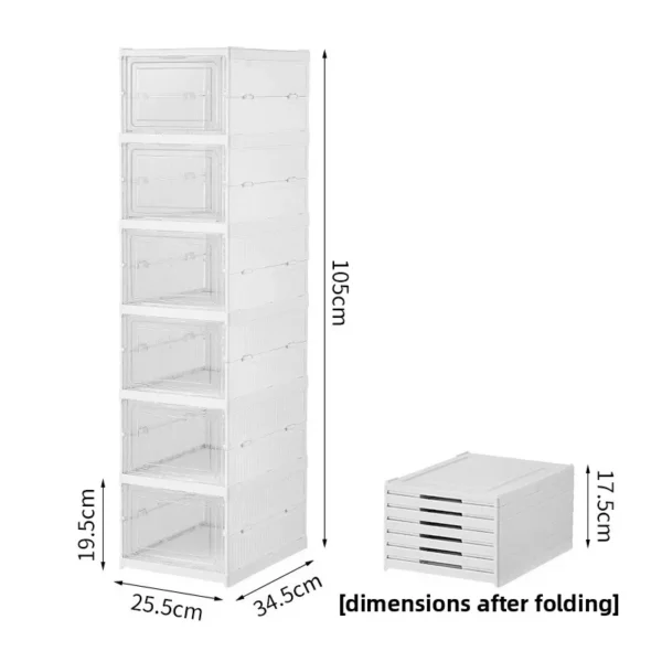No Assembly Shoe Organizer Foldable Stackable Dustproof Space Saving Cabinet for Dorm Living Room Entryway Storage Shoe Hanger - Image 3