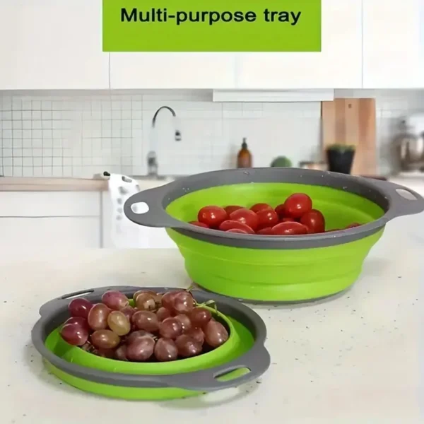 1pcs Silicone vegetable and fruit cleaning and drainage basket cleaning basket Folding water filter net Kitchen Gadgets - Image 2