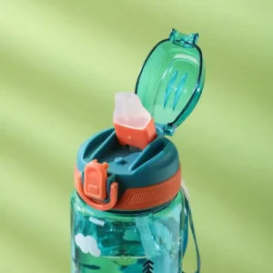 600ml Water Bottle With Silicone Straw, Portable Leakproof Bpa-free Dinosaur Rabbit Kids Cup Outdoor Camping Traveling Bottle