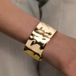 Exquisite Classic Bump Pattern Openning Bangles Bracelet For Women Cuff Bracelet Gold Color Stainless Steel Hand Ornament Gift - Image 3