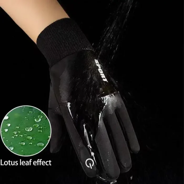 kf-Sa3de0831489a47eb850256acf69c1f70s Black Winter Warm Full Fingers Waterproof Cycling Outdoor Sports Running Motorcycle Ski Touch Screen Fleece Gloves - Image 5