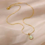 Fashion Stone Opal Oval Necklace For Women Stainless Steel Gold Color Oval Stone Pendant Necklace Wedding Aesthetic Jewelry Gift - Image 6
