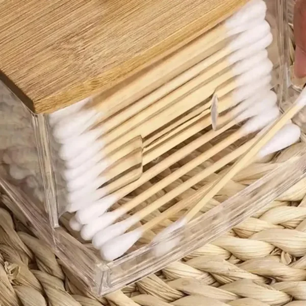 Acrylic Cotton Swab Storage Box, Transparent Makeup Organizer for Bathroom & Bedroom, 1 Piece Cotton Swab Holder - Image 5