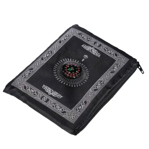 Prayer Rug Polyester Portable Braided Mats Simply Print with Compass In Pouch Travel Home New Style Mat Blanket 100x60cm - Image 1