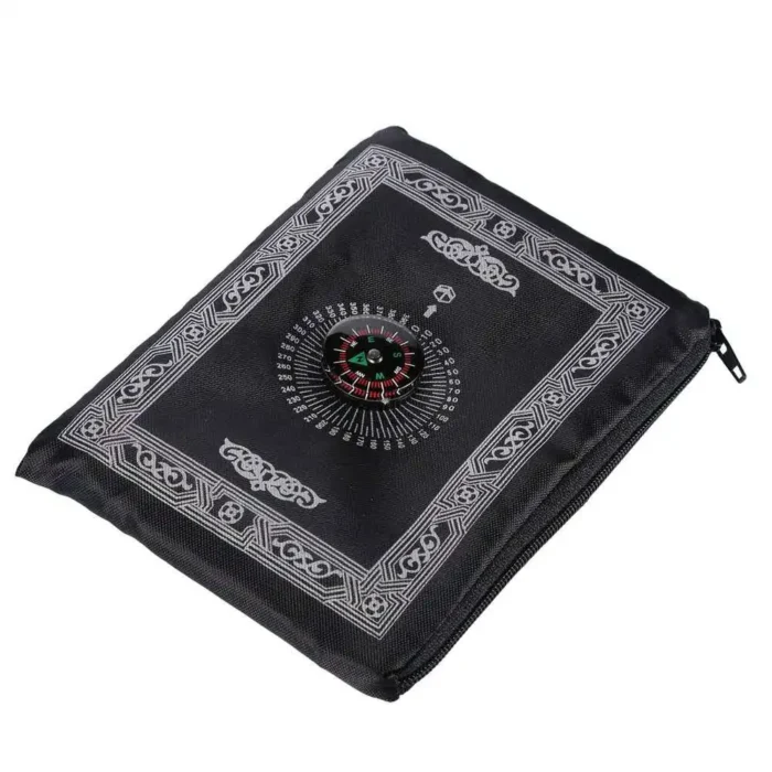 kf-Sa73431e3600d4f209bb9587a22cc0f7a8 Prayer Rug Polyester Portable Braided Mats Simply Print with Compass In Pouch Travel Home New Style Mat Blanket 100x60cm - Image 1