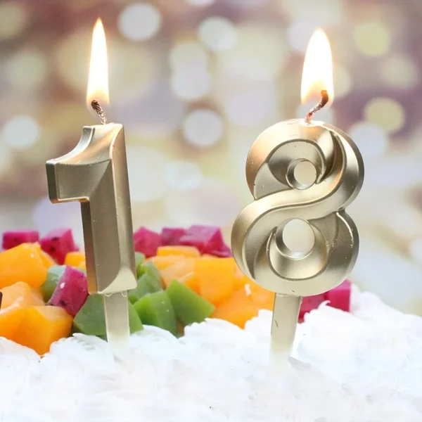 3D Gold Diamond Number Candles Large Birthday Cake Topper Wedding Anniversary Party Decorations for Home Celebration Supplies - Image 4