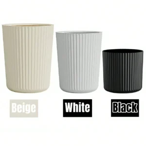 1pc Simple Striped Trash Can, Paper Basket Bin For Bedroom, Living Room, Bathroom, Waste Management Container