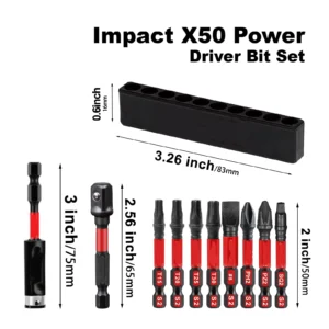 Mixed 2Inches Impact X50 Power Driver bit set ,S2 Alloy Steel Bit with Storage Organizer