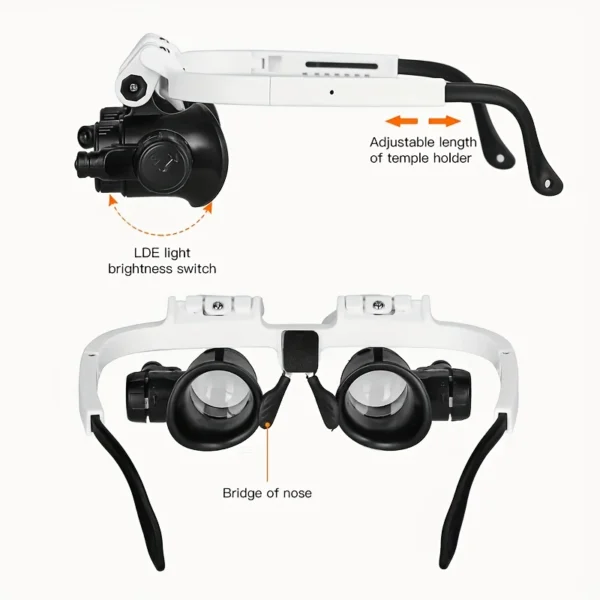 2LED headmounted lighting microlens with maintenance LED lamp magnifying glass, magnification 8x, 15x, 23x - Image 2
