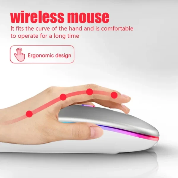 Rechargeable Bluetooth Wireless Mouse with 2.4GHz USB RGB 1600DPI Mouse for Computer Laptop Tablet PC Macbook Gaming Mouse Gamer - Image 4