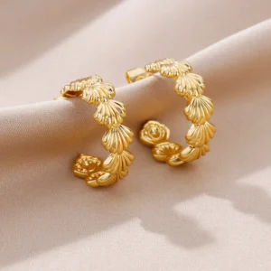 C-shaped Shell Stainless Steel Earrings For Women Korean Style Gold Plated Piercing Earring Luxury Quality Jewelry Birthday Gift