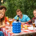 2-in-1 Silicone Ice Cube Mold & Ice Tray, Large Circular Ice Bucket, Portable Dark Blue Ice Maker for Summer Drinks - Image 3