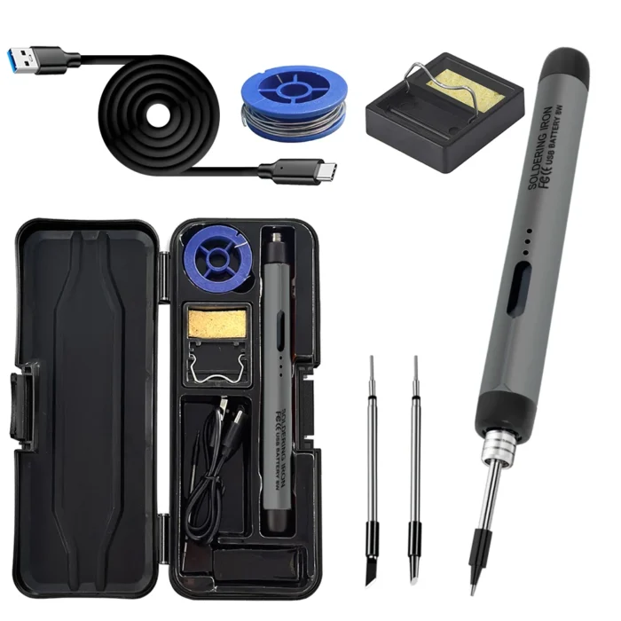 kf-Saf80b10fc02147e7b10e14593dfcd1b9Z USB Soldering Iron Mini Small Soldering Iron Set Portable Household Type-C Interface 800mAh Battery Adjustable Temperature - Image 3