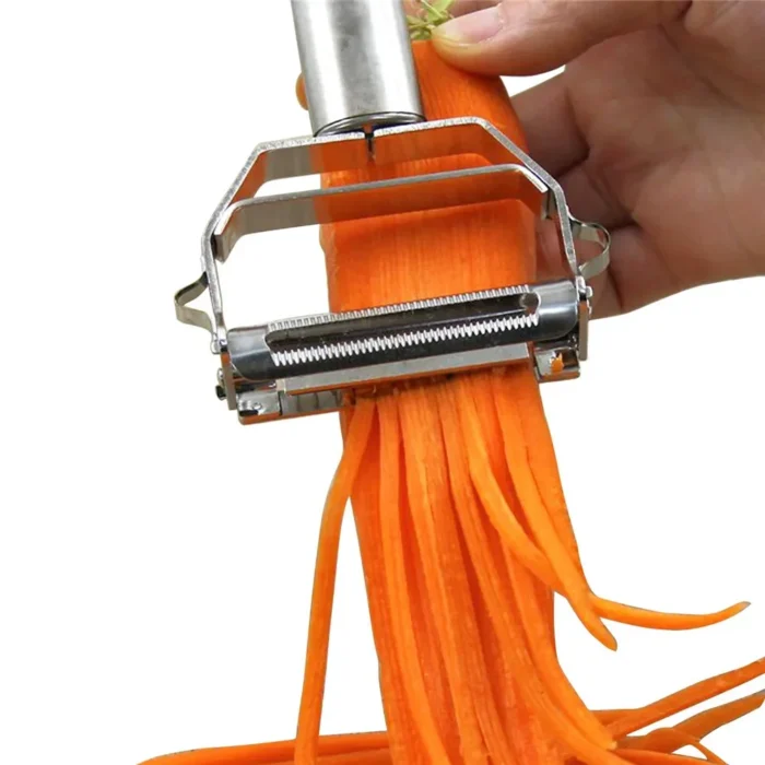 kf-Sb01892f028064734bf0bc7c0e3d01117C Stainless Steel Multifunction Peeler, Fruit & Vegetable Grater, Julienne Slicer for Potato, Carrot, Cucumber, Kitchen Tool - Image 3