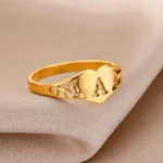 Fashion Hollow Initial Letter Heart Rings For Women Gold Color Stainless Steel A-Z Letter Ring Aesthetic Wedding Jewelry Gift - Image 2