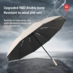 Reflective Umbrellas Reverse Three Fold 20 Bone Black Glue Automatic Sunshade Sunscreen Rain Umbrella Strong Wind Resistance - Image 4