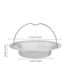 Stainless Steel Sink Filter with Handle Rust Proof Mesh Strainer for Kitchen Bathroom Drain Basket Vegetable Fruit Draining