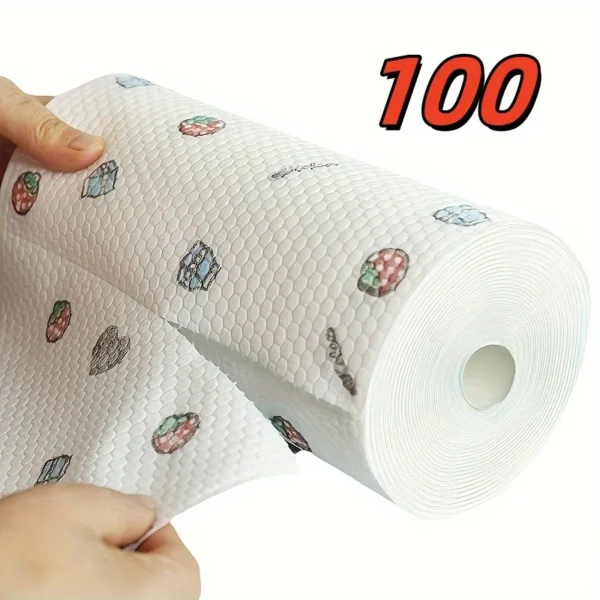 50 100pcs/roll Dishcloth Absorbent Thickened Kitchen Paper Dry Wet Use Non Greasy Random Pattern for Sink Cleaning Dishwashing - Image 4