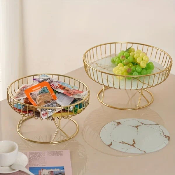 Light Luxury Fruit Plate, Creative Living Room Home Fruit Basket Afternoon Tea Candy Dessert Stand Snack Tray,Party Supplies - Image 2