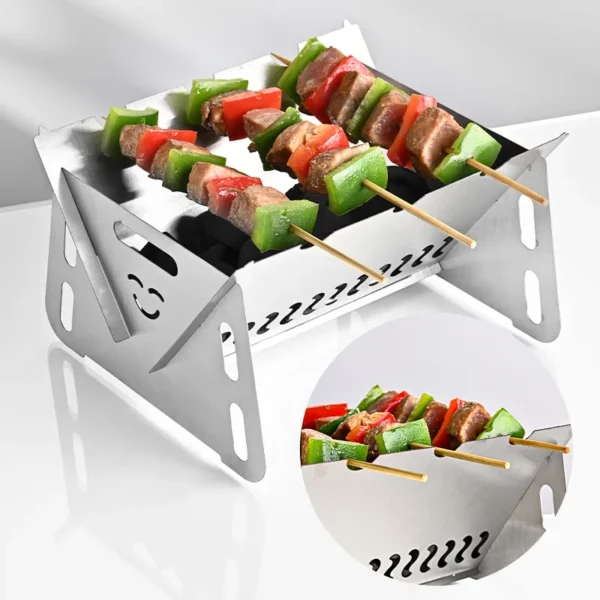 Outdoor Folding Barbecue Stove Stainless Steel Convenient Card Type Firewood Stove Mini Barbecue Rack Household Stove - Image 2