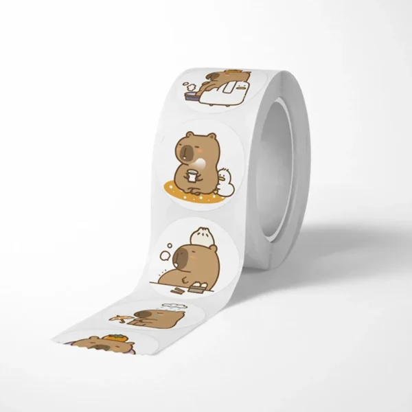 500pcs/Roll Cute Capybara Sticker Waterproof Graffiti Aesthetic Decorative Luggage Laptop Cup Phone Diary Book Kids Stickers Toy - Image 3