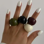 Ingemark Vintage Irregular Smooth Resin Plastic Rings for Women New Trend Boho Geometric Finger Rings Aesthetic Party Jewelry - Image 2