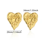 Stainless Steel Irregular Heart Texture Stud Earring for Women Gold Color Heart Wedding Aesthetic Earring Jewelry Accessories - Image 4